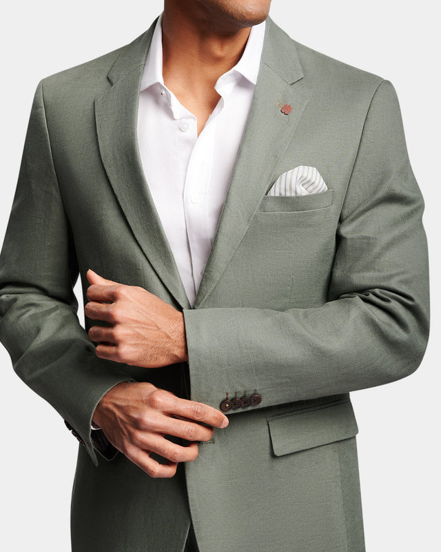 Sleek Linen Blazer - Army-Blazer-Brooksfield-38-UPTOWN LOCAL