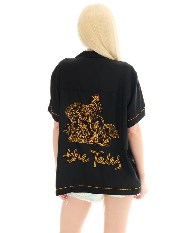 THE TALES - Cowboy Silk Shirt - Black-Shirts & Tops-The Tales-XS-UPTOWN LOCAL