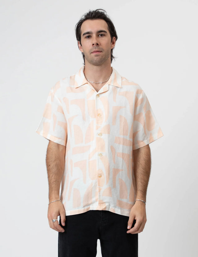 MR SIMPLE - Cuban S/S Shirt - Raybeam Snow Peach-Shirts-Mr. Simple-S-UPTOWN LOCAL