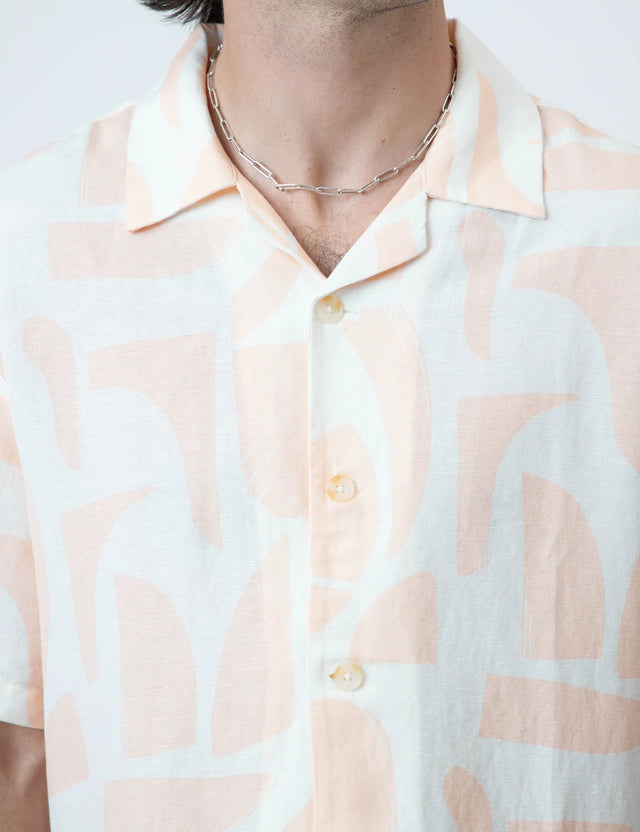 MR SIMPLE - Cuban S/S Shirt - Raybeam Snow Peach-Shirts-Mr. Simple-S-UPTOWN LOCAL