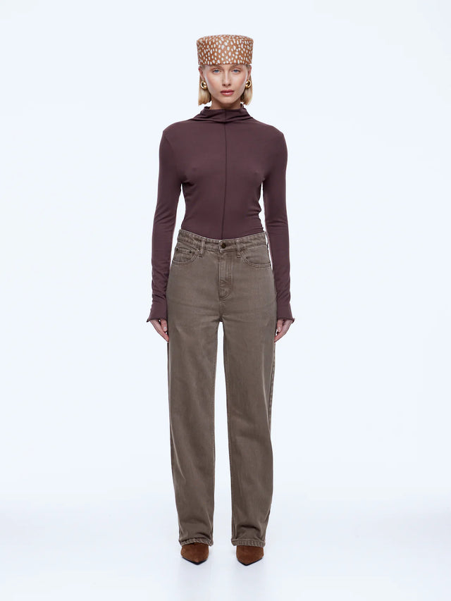 ENA PELLY - Letti Straight Leg Jean - Mushroom