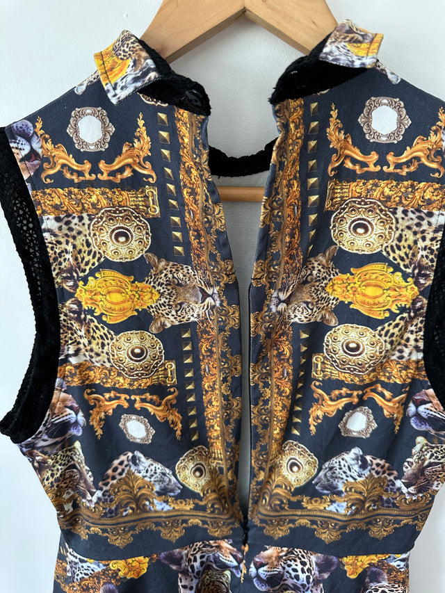 MAURIE & EVE - TIGER PINT PEPLUM TOP - BLACK / GOLD - 10-Shirts-UPTOWN VINTAGE-UPTOWN LOCAL