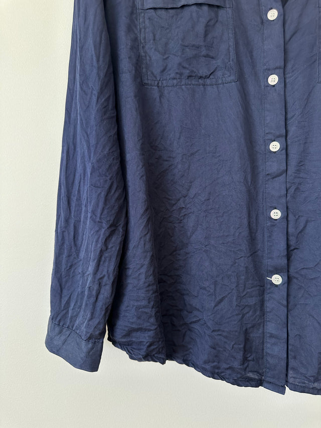 VANISHING ELEPHANT - SILK SHIRT - NAVY - 12-Shirts-UPTOWN VINTAGE-UPTOWN LOCAL