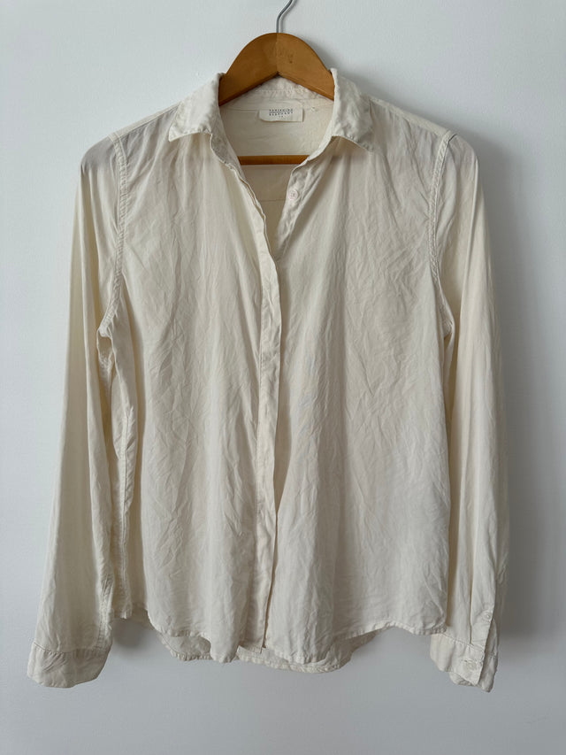 VANISHING ELEPHANT - SILK SHIRT - CREAM -12-Shirts-UPTOWN VINTAGE-UPTOWN LOCAL
