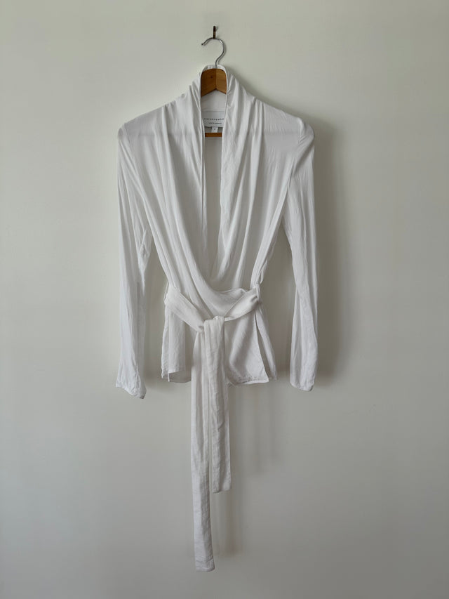 VIKTORIA & WOODS - LUX WRAP SHIRT - WHITE - 1 / S-Shirts-UPTOWN VINTAGE-UPTOWN LOCAL