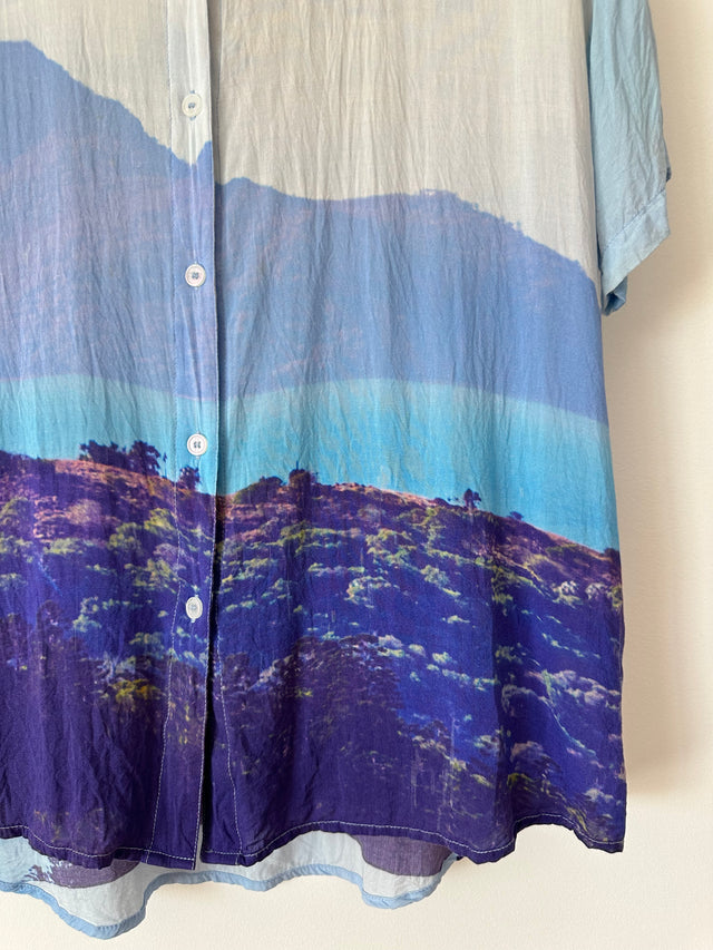 VANISHING ELEPHANT - VISCOSE GRAPHIC PRINT SHIRT - BLUE - 12-Shirts-UPTOWN VINTAGE-UPTOWN LOCAL