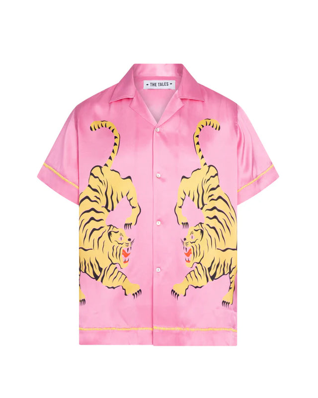THE TALES - Crouching Tiger Washed Silk Shirt - Pink-Shirts & Tops-The Tales-XS-UPTOWN LOCAL