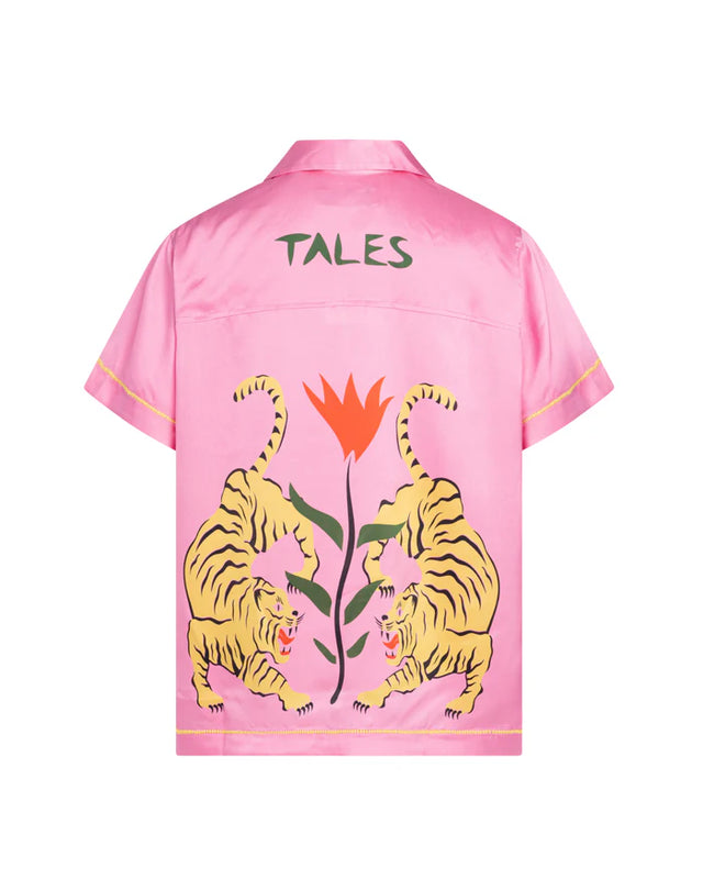 THE TALES - Crouching Tiger Washed Silk Shirt - Pink-Shirts & Tops-The Tales-XS-UPTOWN LOCAL