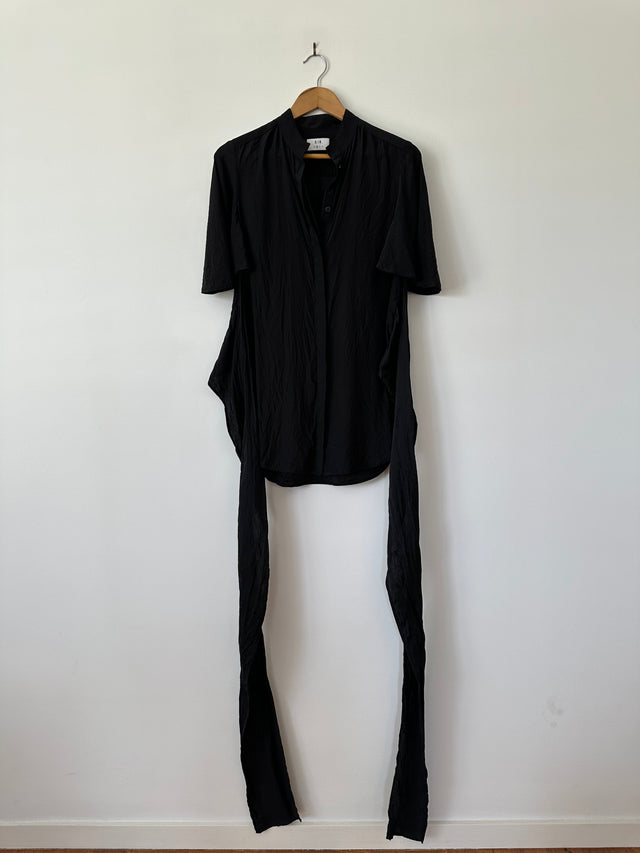 SIR THE LABEL - SILK WRAP SHIRT - BLACK - 1 / S-Shirts-UPTOWN VINTAGE-UPTOWN LOCAL