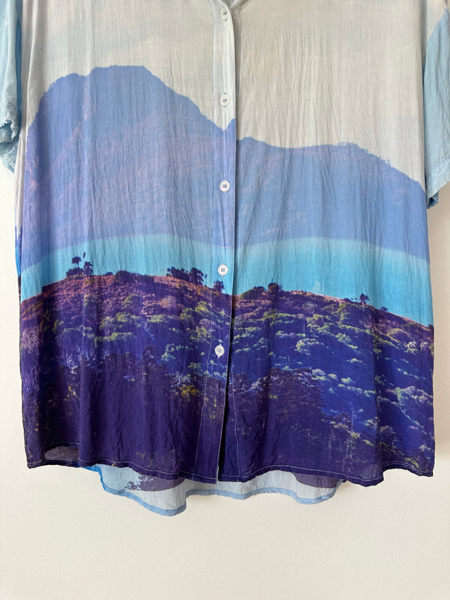 VANISHING ELEPHANT - VISCOSE GRAPHIC PRINT SHIRT - BLUE - 12-Shirts-UPTOWN VINTAGE-UPTOWN LOCAL