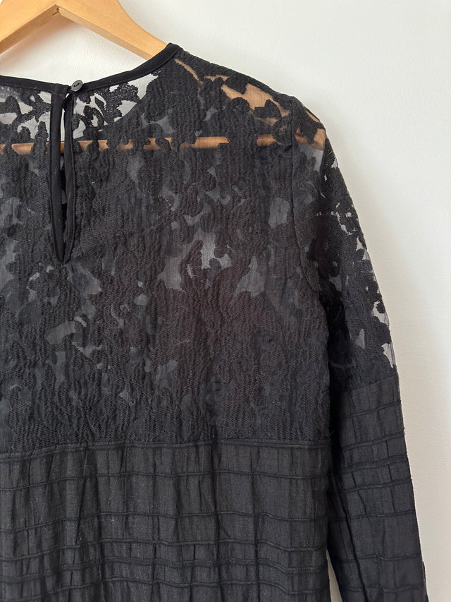 VIKTORIA & WOODS - LACE DETAILED TOP - BLACK - 2 / M-Shirts-UPTOWN VINTAGE-UPTOWN LOCAL