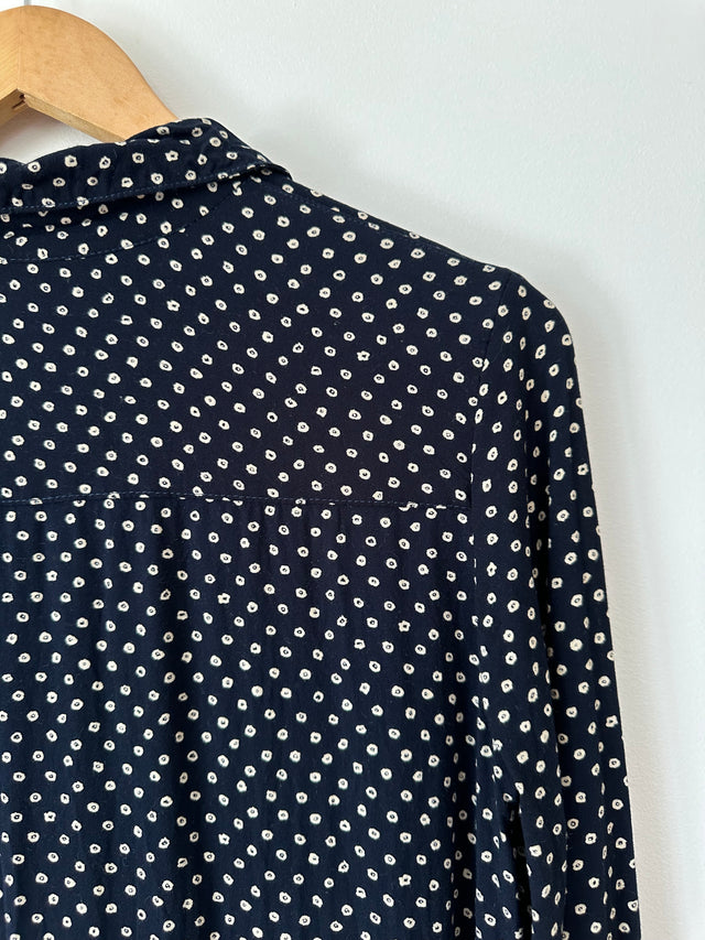VANISHING ELEPHANT - SOFT COTTON / RAYON SHIRT - NAVY / WHITE SPOT - 10-Shirts-UPTOWN VINTAGE-UPTOWN LOCAL