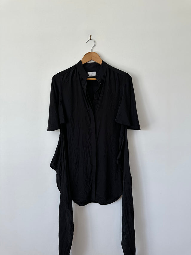 SIR THE LABEL - SILK WRAP SHIRT - BLACK - 1 / S-Shirts-UPTOWN VINTAGE-UPTOWN LOCAL