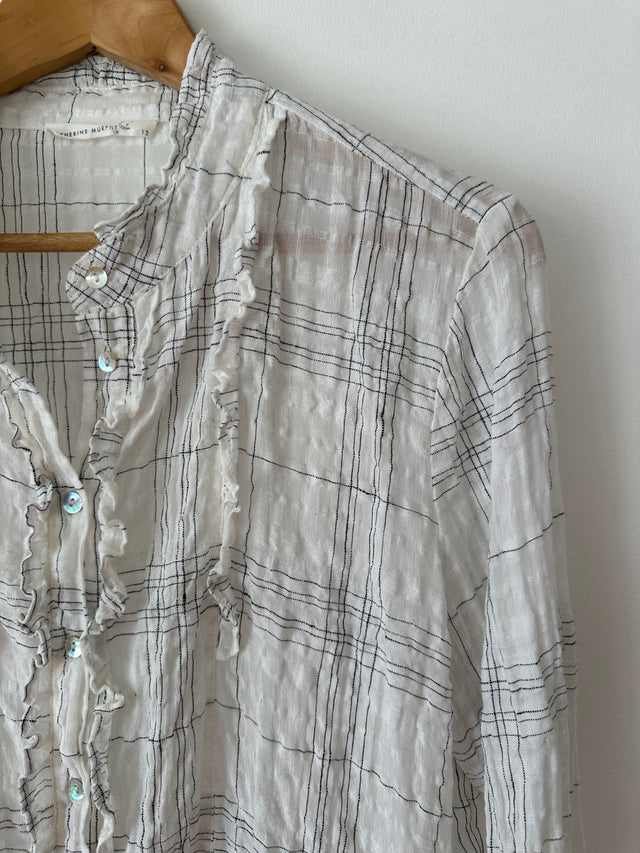 CATHERINE MURPHY - DETAILED SHIRT - WHITE / BLACK - 12-Shirts-UPTOWN VINTAGE-UPTOWN LOCAL