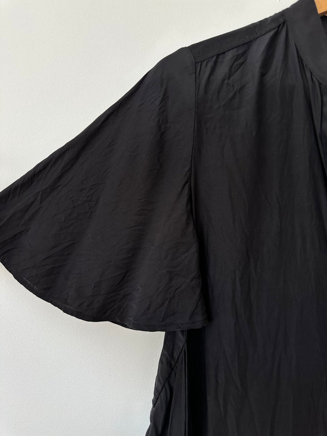 SIR THE LABEL - SILK WRAP SHIRT - BLACK - 1 / S-Shirts-UPTOWN VINTAGE-UPTOWN LOCAL