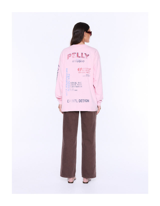 ENA PELLY - Harley Long Sleeve Cuffed Tee - Blush Pink