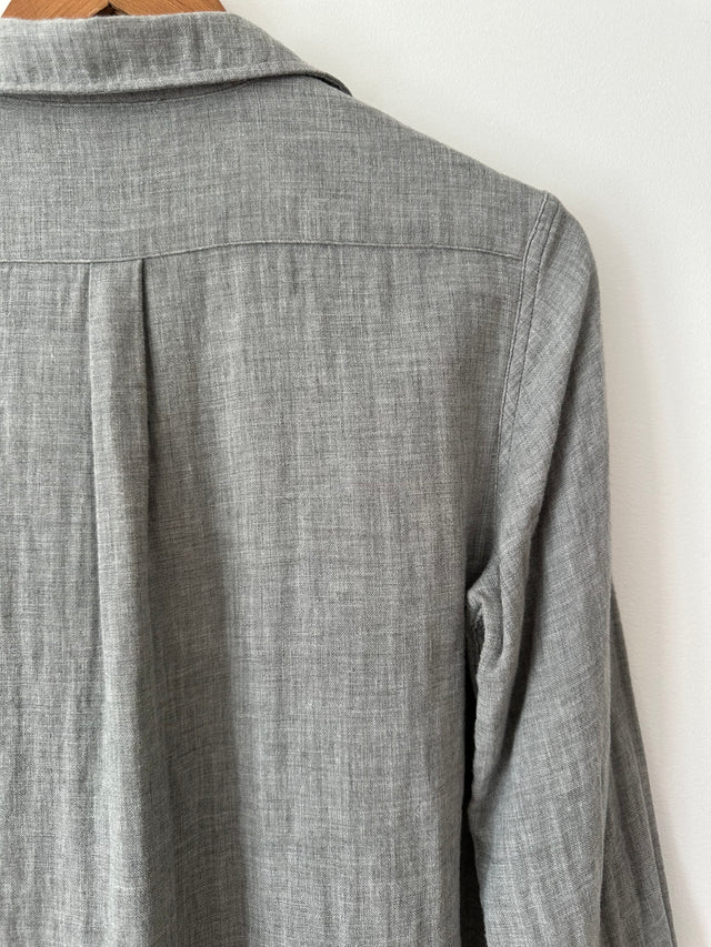 WEATHERED - LONG SLEEVE COTTON SHIRT - GREY - M-Shirts-UPTOWN VINTAGE-UPTOWN LOCAL