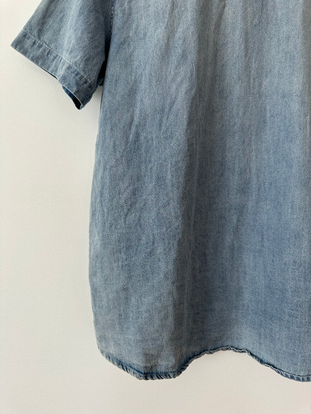 ROLLAS - SHORT SLEEVE DENIM SHIRT - WASHED BLUE - 8/S-Shirts-UPTOWN VINTAGE-UPTOWN LOCAL