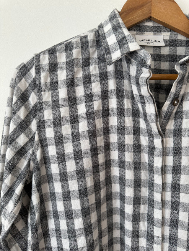 VANISHING ELEPHANT - FLANNELETTE CHECK SHIRT - CHARCOAL / WHITE - 12-Shirts-UPTOWN VINTAGE-UPTOWN LOCAL