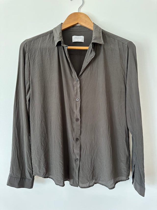 VANISHING ELEPHANT - SILK SHIRT - CHARCOAL - 12-Shirts-UPTOWN VINTAGE-UPTOWN LOCAL