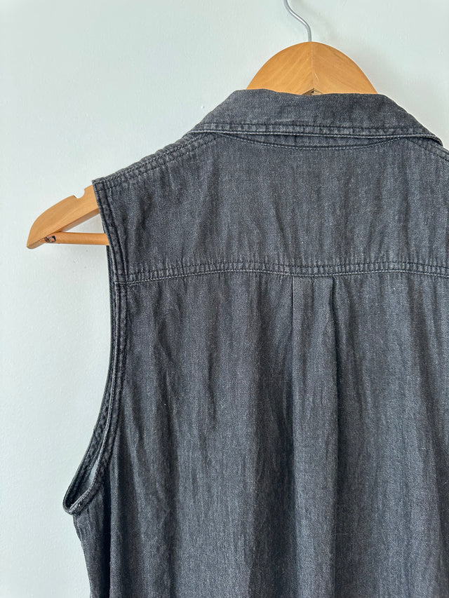 CHEAP MONDAY - SLEEVLESS DENIM SHIRT - WASHED BLACK - S-Shirts-UPTOWN VINTAGE-UPTOWN LOCAL