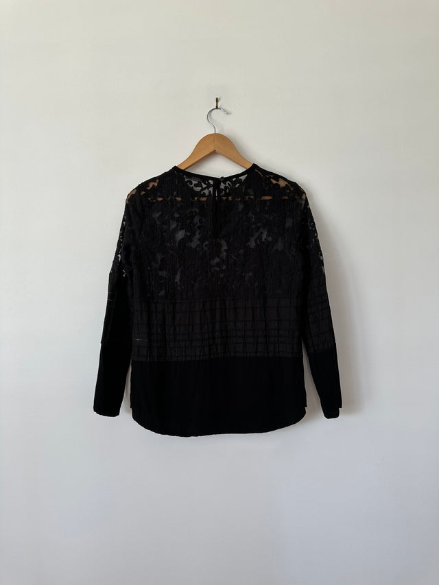 VIKTORIA & WOODS - LACE DETAILED TOP - BLACK - 2 / M-Shirts-UPTOWN VINTAGE-UPTOWN LOCAL