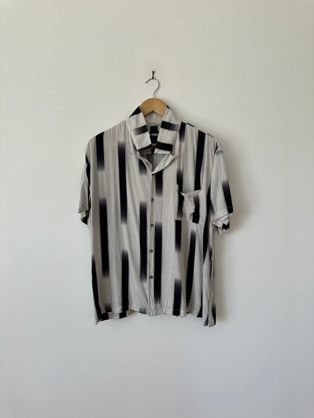 DOUBLE RAINBOUU - STRIPE PTINT S/S SHIRT - WHITE / BLACK - M-Shirts-UPTOWN VINTAGE-UPTOWN LOCAL