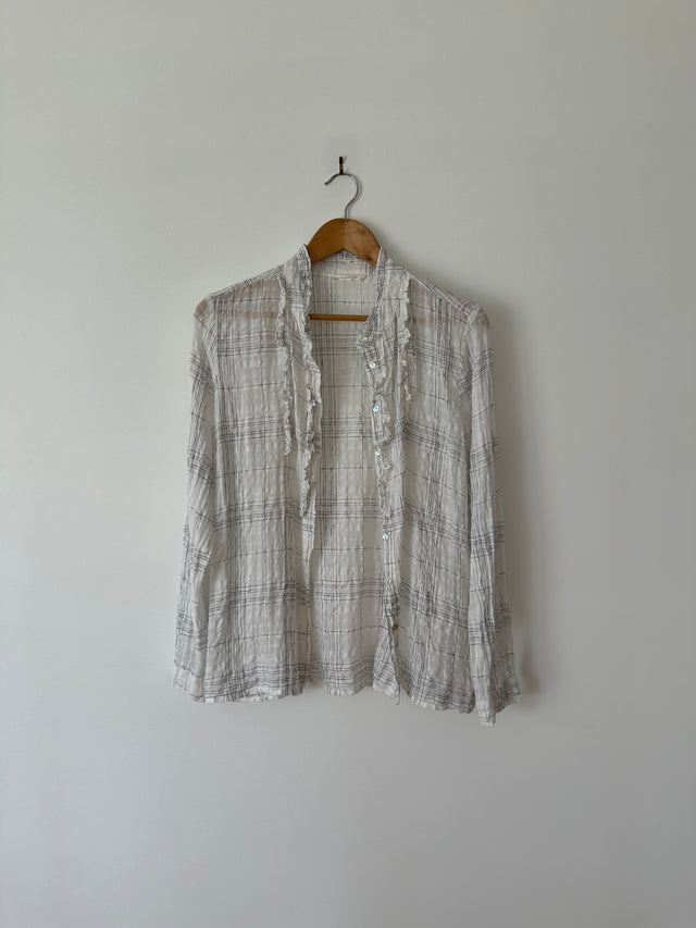 CATHERINE MURPHY - DETAILED SHIRT - WHITE / BLACK - 12-Shirts-UPTOWN VINTAGE-UPTOWN LOCAL