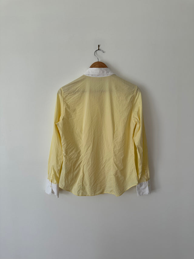 COUNTRY ROAD - 2002 VINTAGE SLIM FIT COTTON SHIRT - LEMON PINSTRIPE / WHITE COLLAR - S-Shirts-UPTOWN VINTAGE-UPTOWN LOCAL