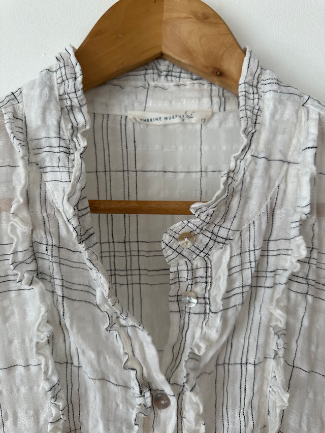 CATHERINE MURPHY - DETAILED SHIRT - WHITE / BLACK - 12-Shirts-UPTOWN VINTAGE-UPTOWN LOCAL