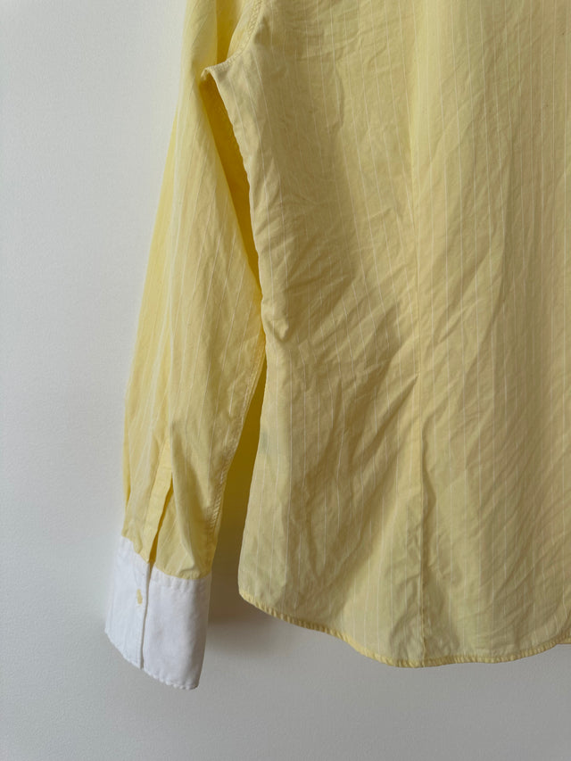 COUNTRY ROAD - 2002 VINTAGE SLIM FIT COTTON SHIRT - LEMON PINSTRIPE / WHITE COLLAR - S-Shirts-UPTOWN VINTAGE-UPTOWN LOCAL