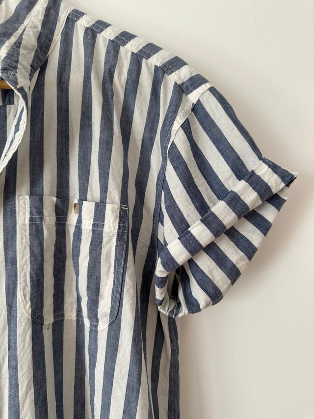 ROLLAS - SHORT SLEEVE STRIPE SHIRT - BLUE/WHITE - 10/M-Shirts-UPTOWN VINTAGE-UPTOWN LOCAL