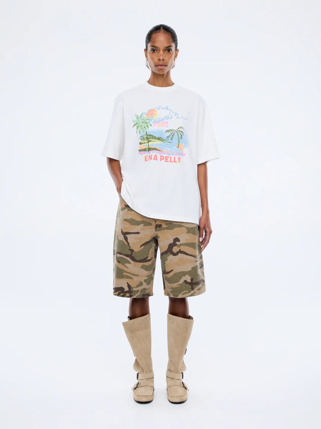 ENA PELLY - Riviera Watercolour Tee - Vintage White-T-Shirts-ENA PELLY-6/XS-UPTOWN LOCAL