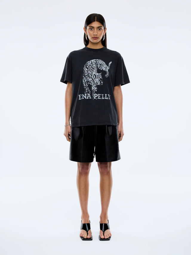 ENA PELLY - Crawling Leopard Tee - Vintage Black
