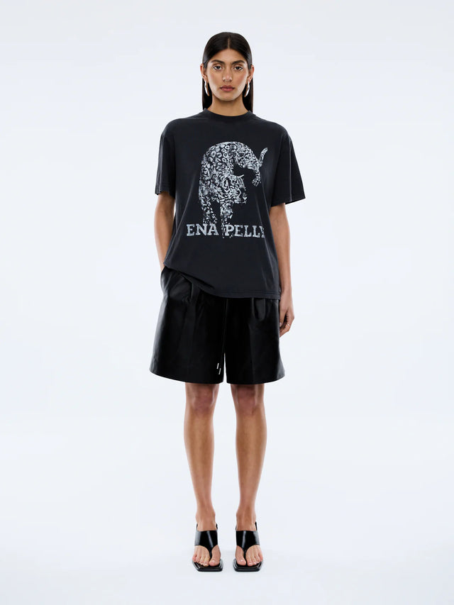 ENA PELLY - Crawling Leopard Tee - Vintage Black