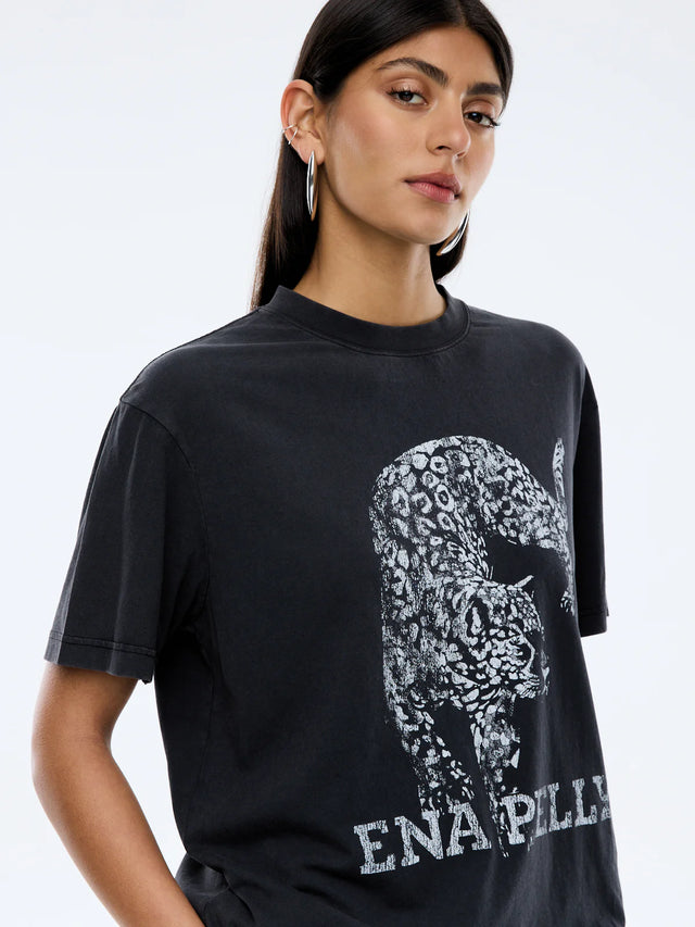 ENA PELLY - Crawling Leopard Tee - Vintage Black