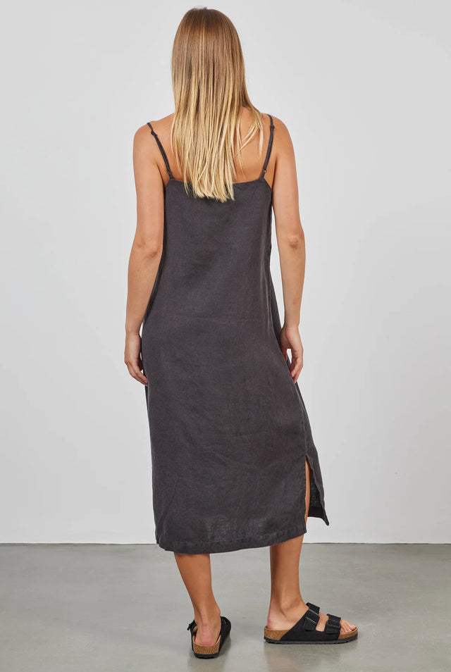 Essential Linen Slip Dress - Black-Dresses-Academy Brand Womens-XS-UPTOWN LOCAL