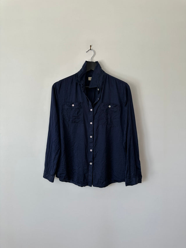 VANISHING ELEPHANT - SILK SHIRT - NAVY - 12-Shirts-UPTOWN VINTAGE-UPTOWN LOCAL