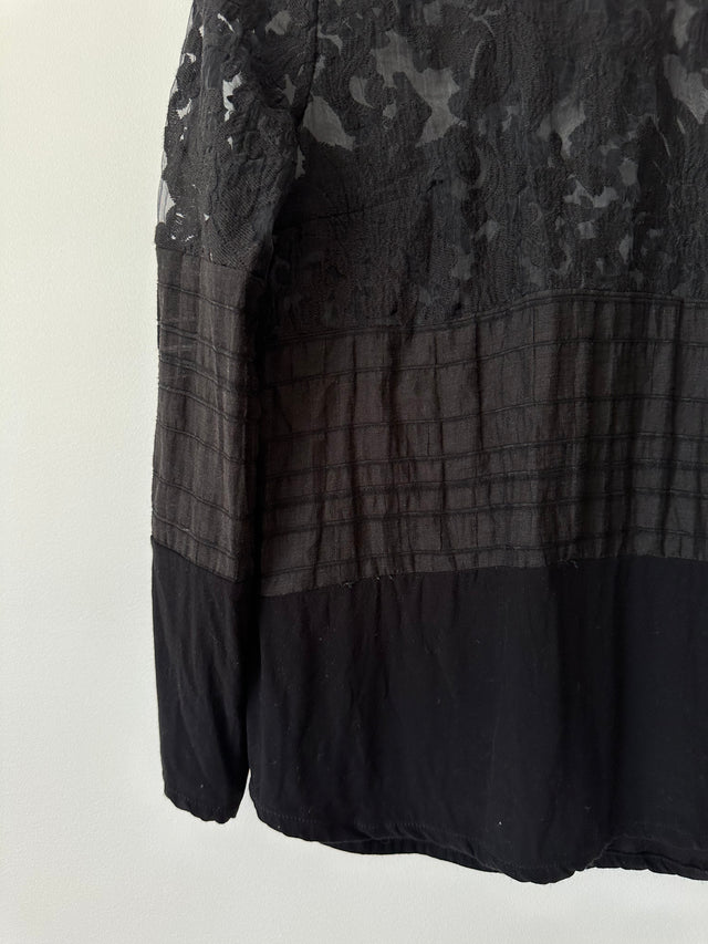 VIKTORIA & WOODS - LACE DETAILED TOP - BLACK - 2 / M-Shirts-UPTOWN VINTAGE-UPTOWN LOCAL
