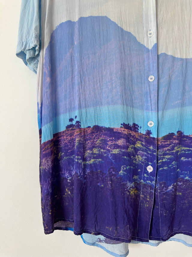 VANISHING ELEPHANT - VISCOSE GRAPHIC PRINT SHIRT - BLUE - 12-Shirts-UPTOWN VINTAGE-UPTOWN LOCAL