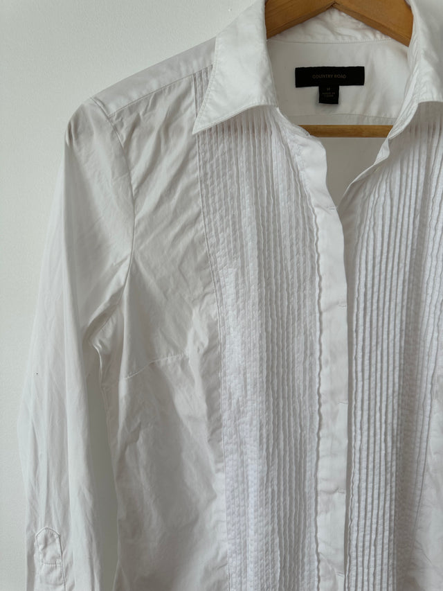 COUNTRY ROAD - 2006 VINTAGE TUXEDO SLIM SHIRT - WHITE - M-Shirts-UPTOWN VINTAGE-UPTOWN LOCAL