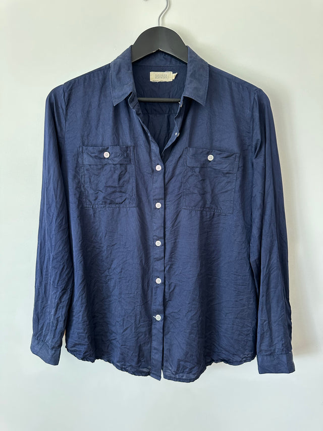 VANISHING ELEPHANT - SILK SHIRT - NAVY - 12-Shirts-UPTOWN VINTAGE-UPTOWN LOCAL