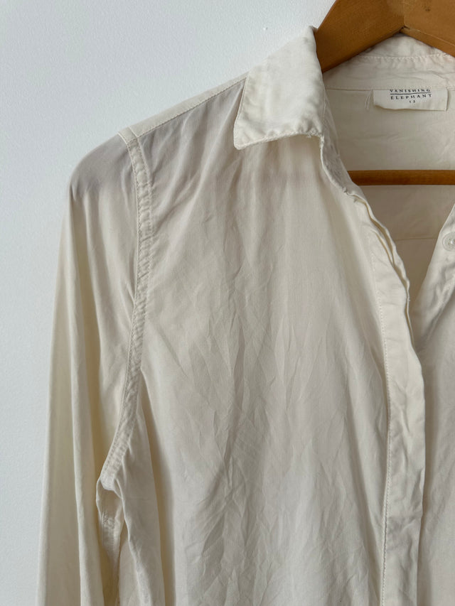 VANISHING ELEPHANT - SILK SHIRT - CREAM -12-Shirts-UPTOWN VINTAGE-UPTOWN LOCAL