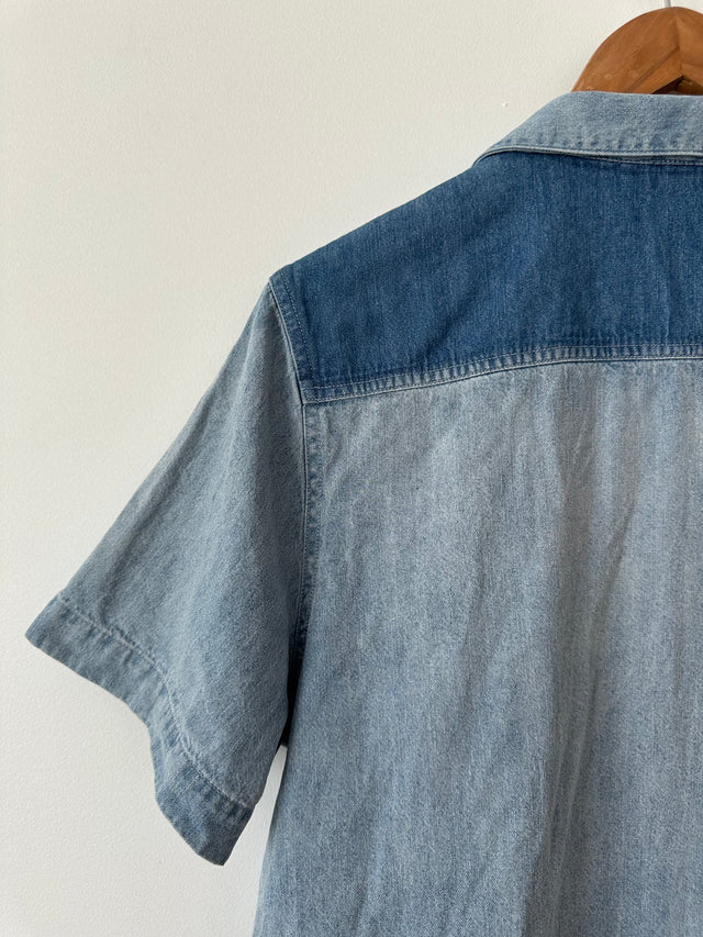 ROLLAS - SHORT SLEEVE DENIM SHIRT - WASHED BLUE - 8/S-Shirts-UPTOWN VINTAGE-UPTOWN LOCAL