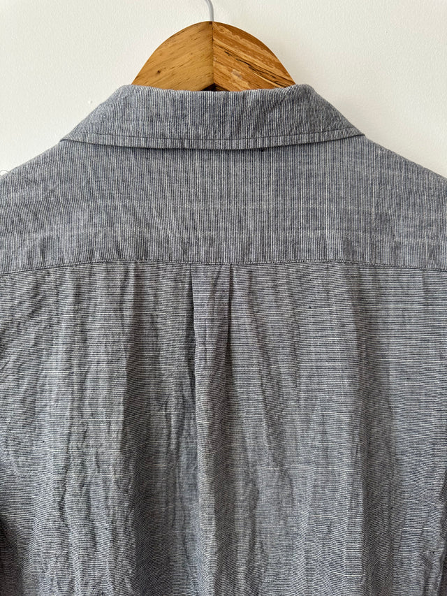 WEATHERED - LONG SLEEVE COTTON SHIRT - NAVY/CHARCOAL - M-Shirts-UPTOWN VINTAGE-UPTOWN LOCAL