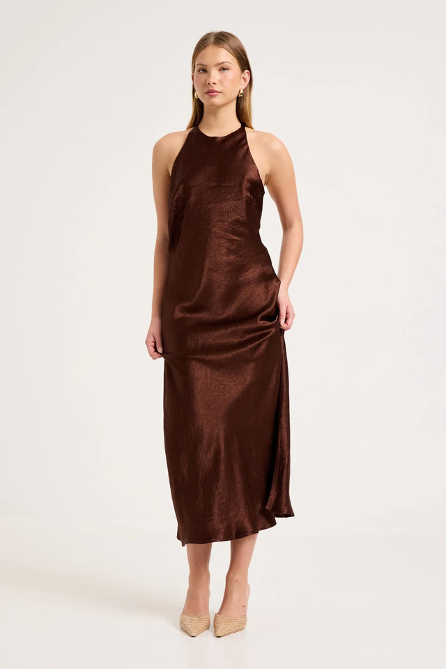 ROLLAS - Muse Halter Dress - Espresso
