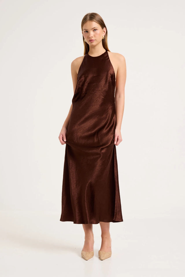 ROLLAS - Muse Halter Dress - Espresso