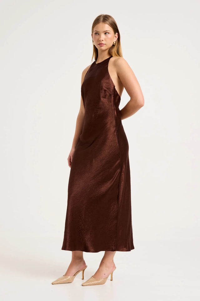 ROLLAS - Muse Halter Dress - Espresso