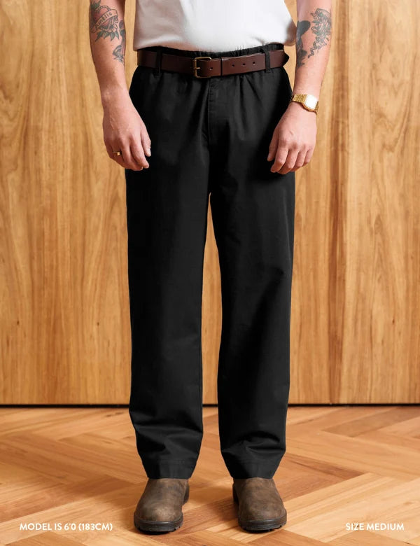 MR. SIMPLE - Chad Elastic Waist Relaxed Pant - Black-Pants-Mr. Simple-S-UPTOWN LOCAL