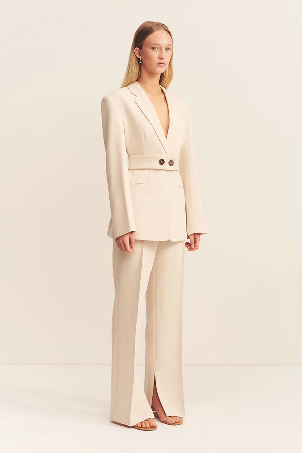 SHONA JOY - Irena Pintuck Straight Leg Pant - Bone-Pants-Shona Joy-6-UPTOWN LOCAL